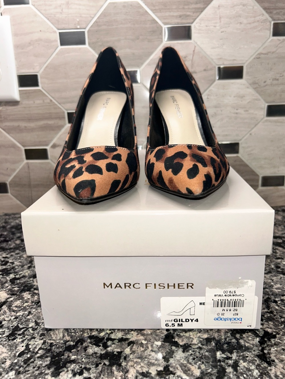 Marc Fisher Leopard Print Pointed Toe Block Heels Size 6.5M - Picture 2 of 11
